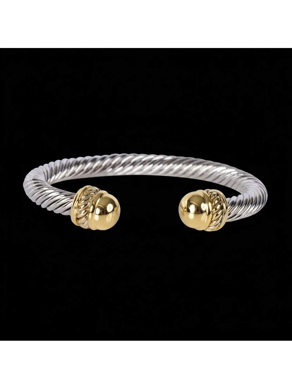 Gold Dome Cable Bangle 7MM